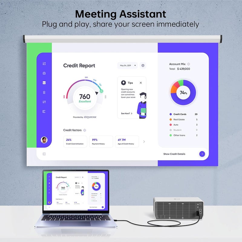 Vanjua HDMI to VGA Cable 6 Feet, Computer HDMI to VGA Monitor Cable 1080P@60Hz Video Cord (Male to Male) Compatible for Computer, Desktop, Laptop, PC, Monitor, Projector, HDTV and More, Uni-Directional - Image 5